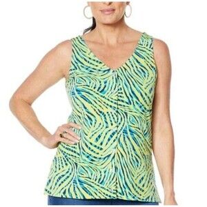 Iman Bright Tropical Sleeveless Top Sz L New